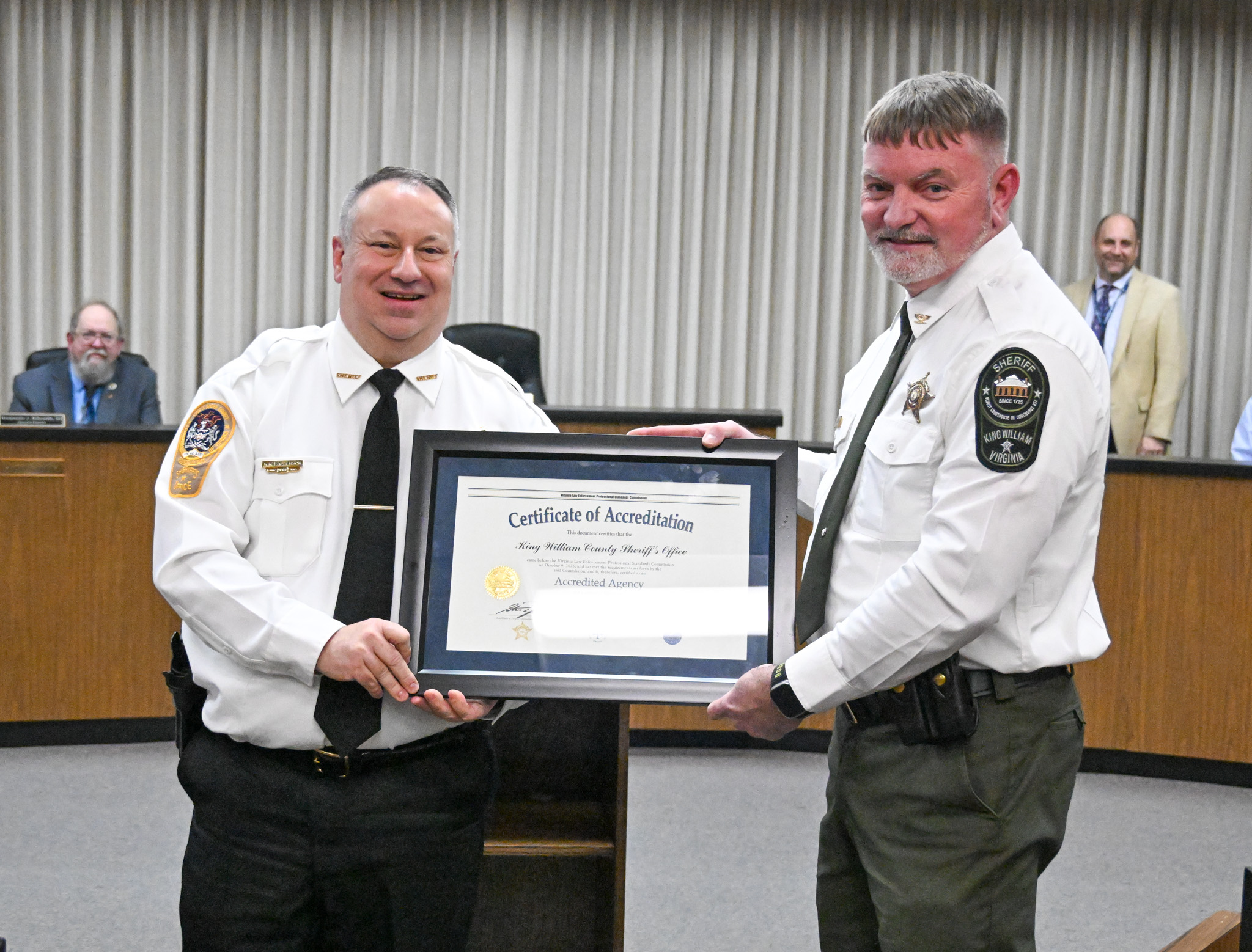 King William County Sheriff's Office VLEPSC Certificate Presentation