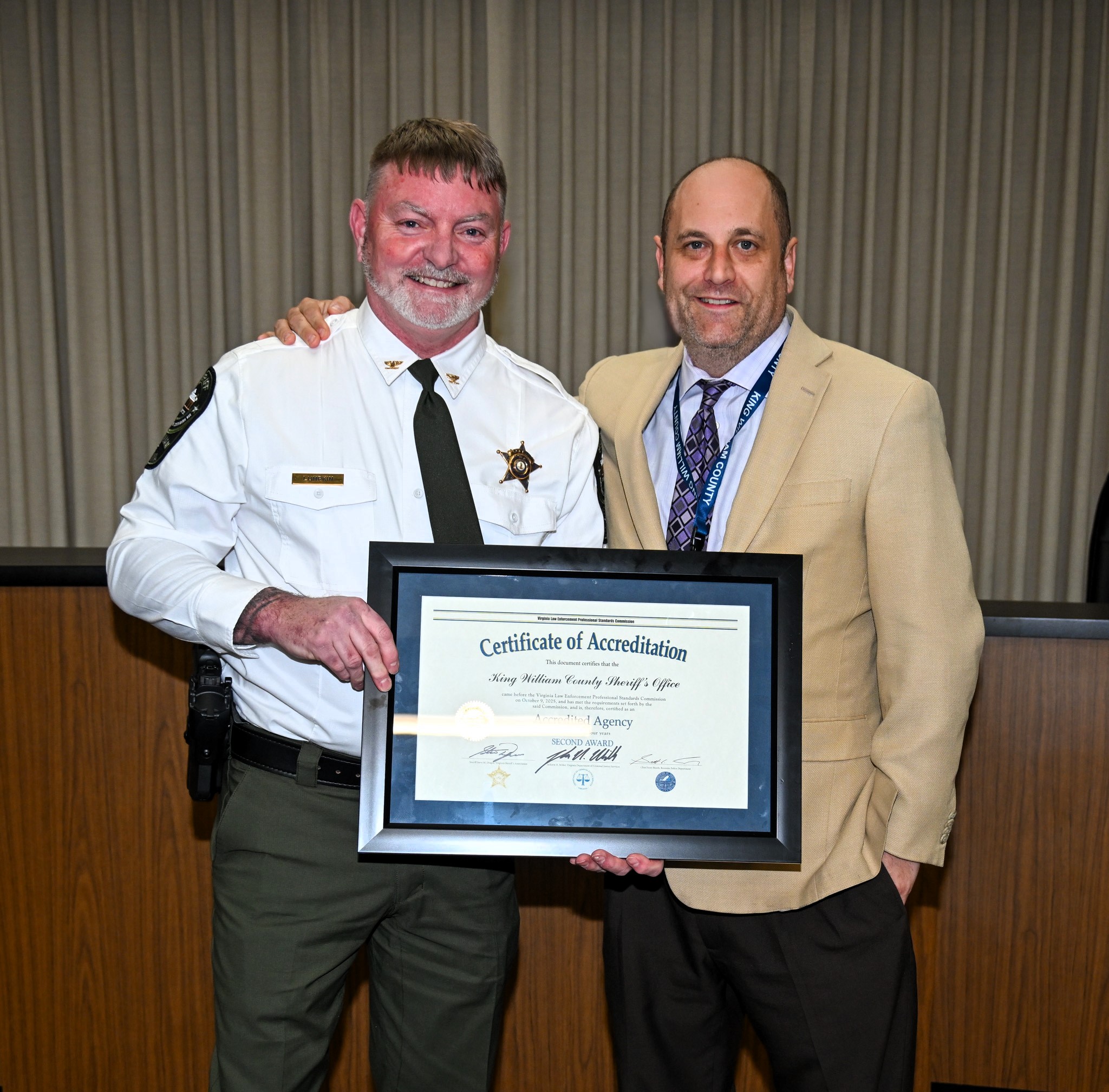 King William County Sheriff's Office VLEPSC Certificate Presentation