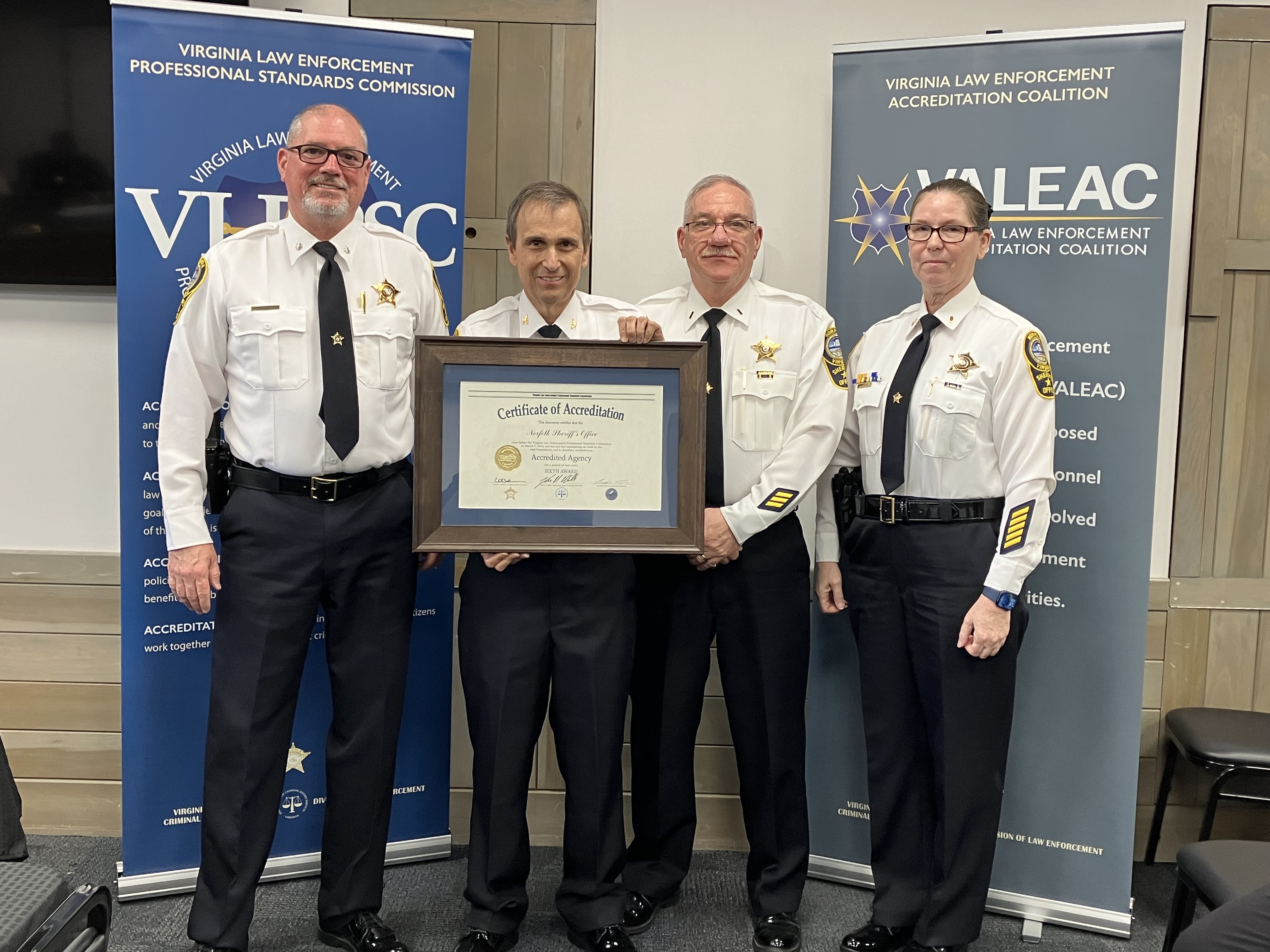 Norfolk Sheriff's Office Certificate Presentation