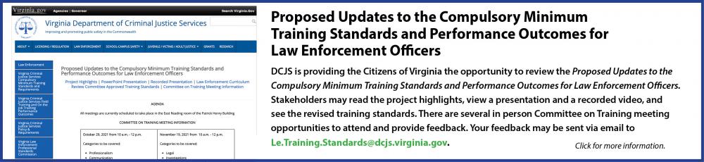 Proposed Updates to the Compulsory Minimum Training Standards and Performance Outcomes for Law Enforcement Officers