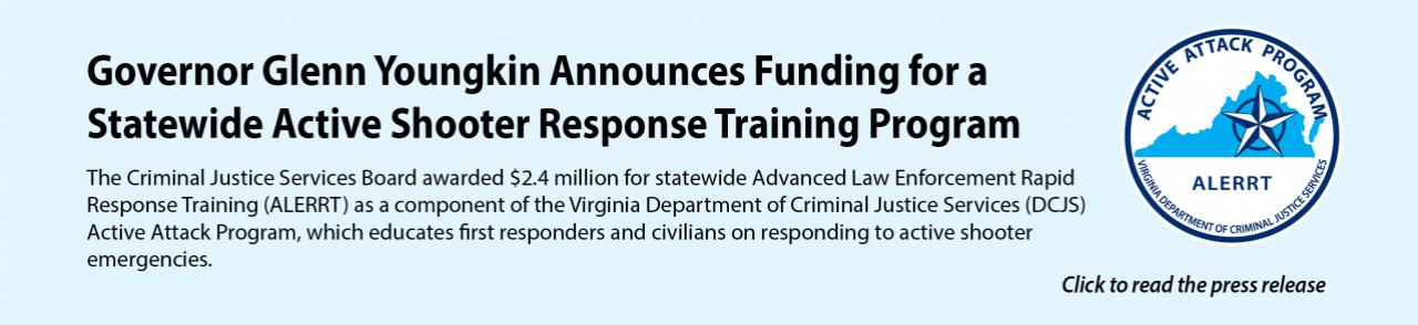Gov. Youngkin Announces Funding for Statewide Active Shooter Response Training Program